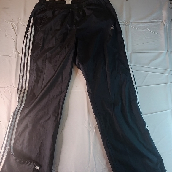 adidas Other - ADIDAS Mens Black Track Pants Joggers Ankle Zip Athletic Warmup White Strip P146